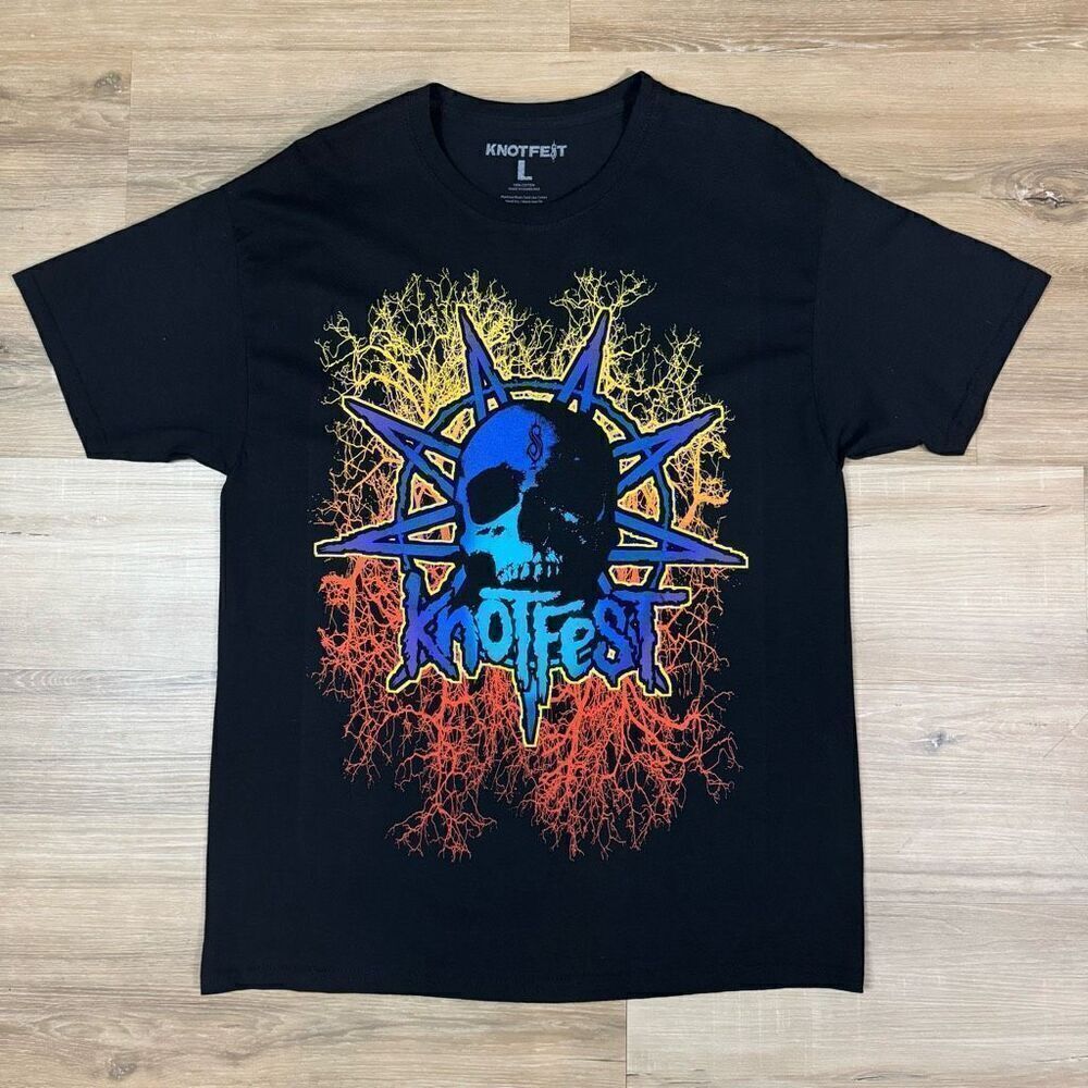 Slipknot Knotfest Men's L Finland 2022 Festival Merch Black Star Skull Graphic